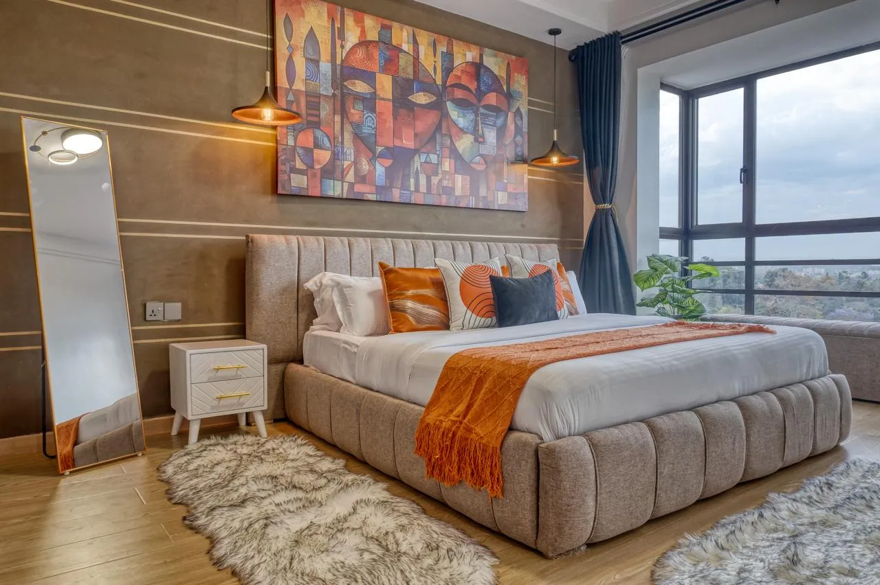 airbnb nairobi prices — hotel-quality bedroom with city views in Westlands apartment
